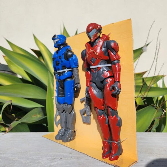 HALO Master Chief 12" Action Figure Blue Red Spartan Toy Bundle Video Game Memor - Picture 9 of 14